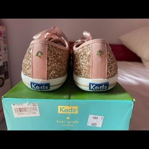 Kate Spade Rose Gold Pink Glitter Keds Sneakers 9